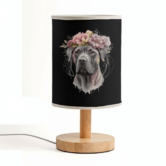 Cute Cane Corso Flower Crown Pet Dog Floral Puppy Fabric Lamps