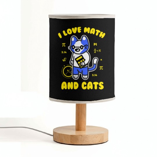 I Love Math And Cats Pi Day Teacher Cat Fabric Lamps