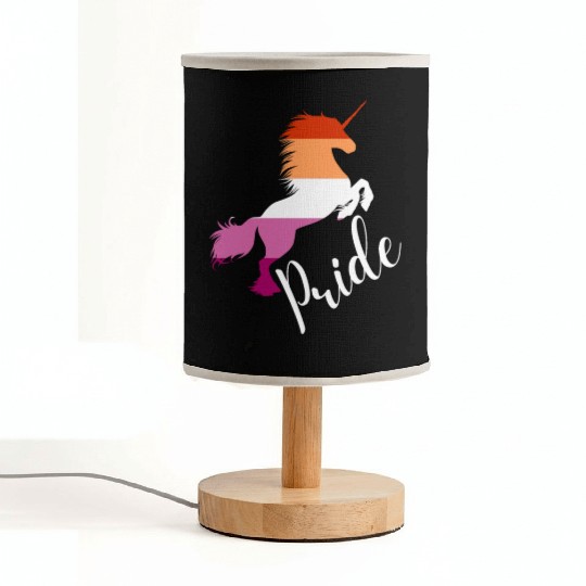 LGBTQ Lesbian Pride: Unicorn in Lesbian Flag Color Fabric Lamps