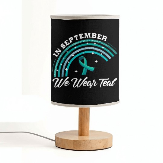 In September We Wear Teal Rainbow Pcos Awareness Fabric Lamps