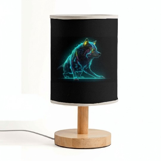 Neon Moon Wolf Fabric Lamps