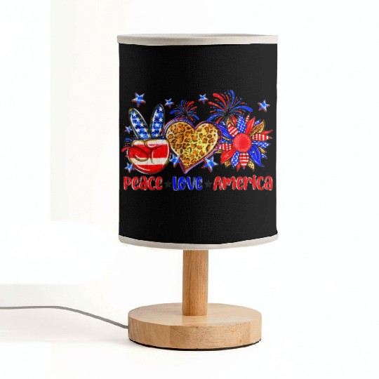 Peace Love America US Flag Fourth Wo 4th Of July P Fabric Lamps