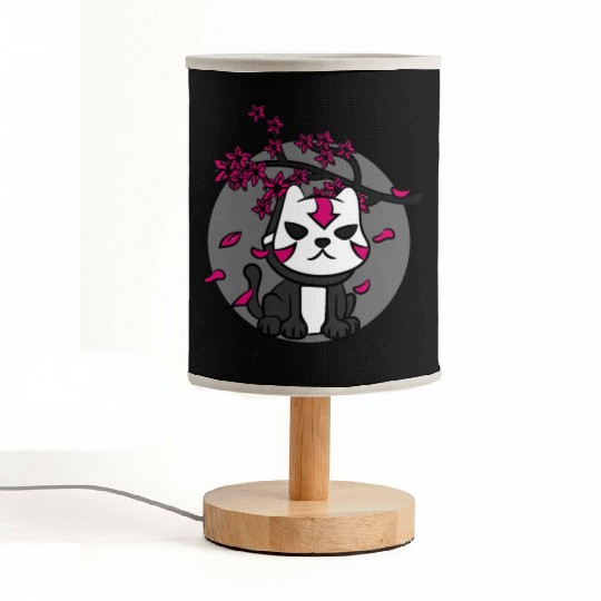 Japan Oni Mask Cat Cherry Blossoms Anime Fabric Lamps