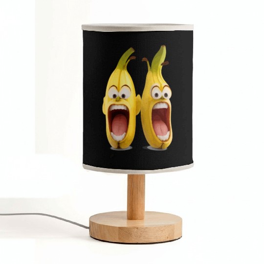 A realistic two bananas with angry face screaming Fabric Lamps