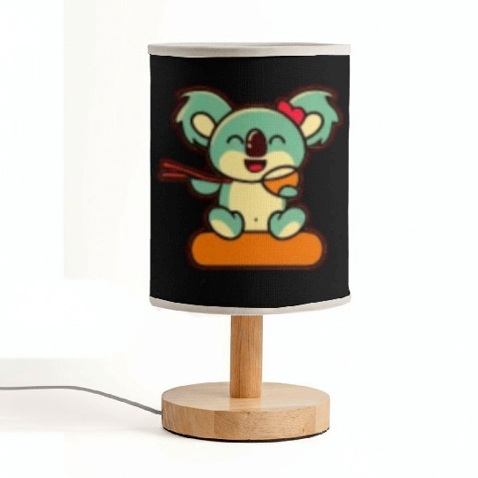 Koala Retro Pocket Design eats with chopsticks Fabric Lamps
