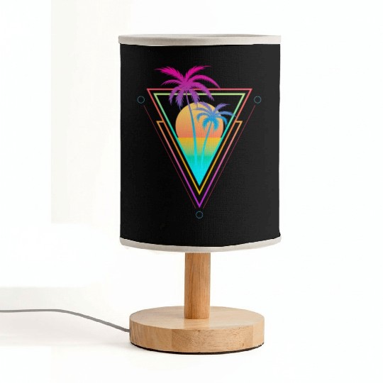 1980S 1990S Vaporwave Palm Trees Sunset Beach Surf Fabric Lamps
