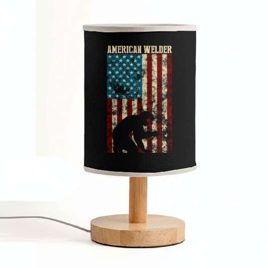Welding Patriotic Distressed Usa American Flag Fabric Lamps
