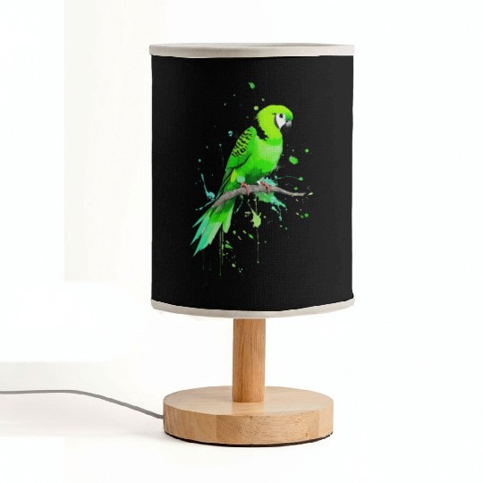 A green parakeet ink drawing Fabric Lamps