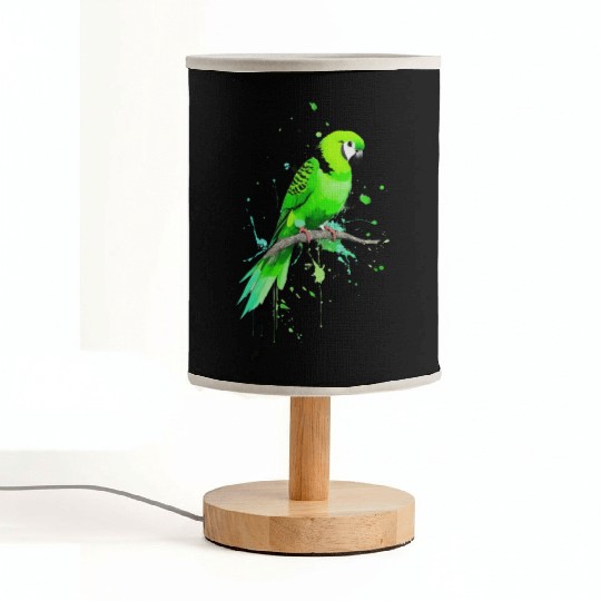 A green parakeet ink drawing Fabric Lamps
