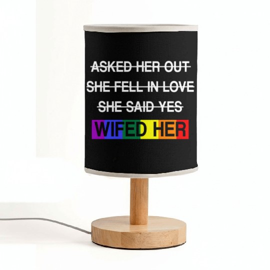 Her Lgbtq Romantic Lesbian Wedding Day Fabric Lamps