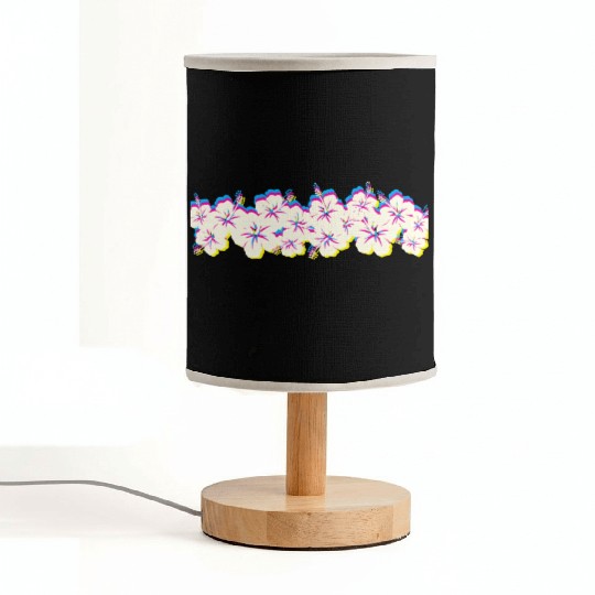 Hawaii Hibiscus Flower Row 1970S Glitch Aesthetic Fabric Lamps