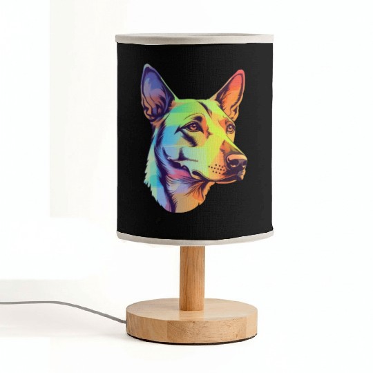 Feminine Neon Realism German Shepherd Fabric Lamps