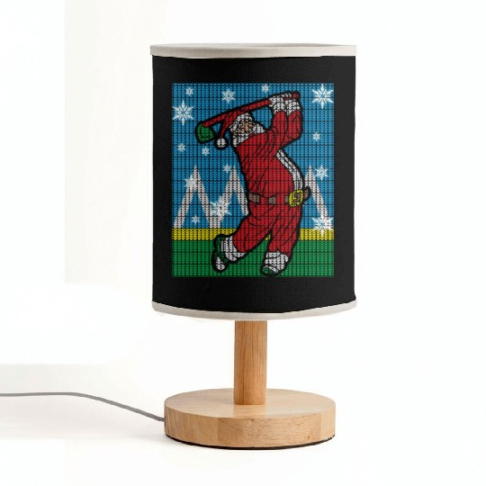 Santa Claus Playing Golf Golfer Ugly Fabric Lamps