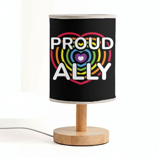 Proud Ally Rainbow Heart LGBTQIA Pride Month v01 Fabric Lamps