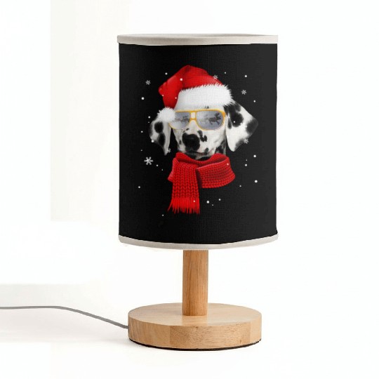 Dalmatian Wearing Glass Seeing Reindeer Dog Fabric Lamps