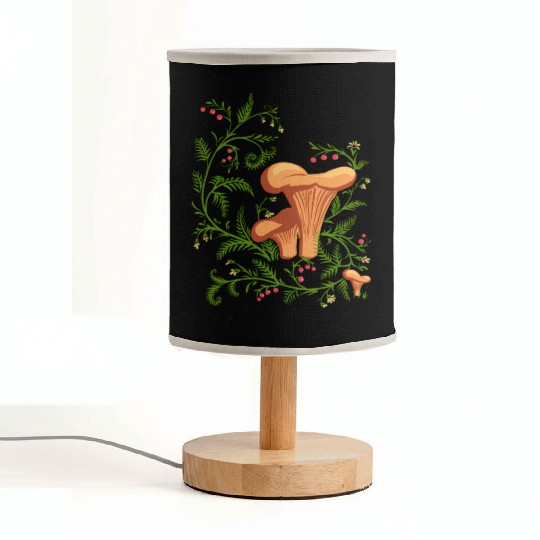 Forest Mushrooms Floral Fungi Ukrainian Vyshyvanka Fabric Lamps