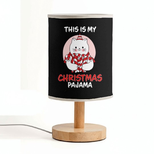 This Is My Christmas Pajama Cat In Candy Canes Fabric Lamps