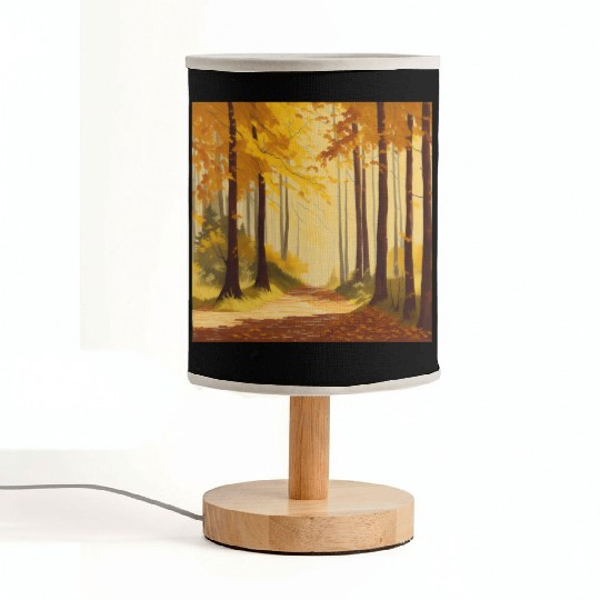 Whispers of Golden Autumn: A Serene Forest Retre Fabric Lamps