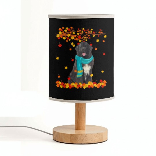 Fun Newfoundland Thanksgiving Autumn Dog Lover Fabric Lamps