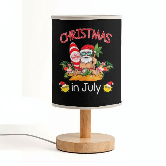 Christmas In July Funny Santa Surfing Summer Fabric Lamps