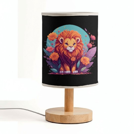 Illustration Cute Kawaii lion - lion lovers gift Fabric Lamps