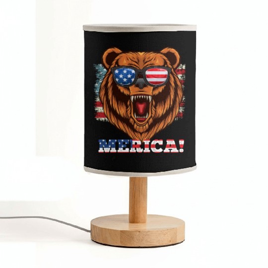 Merica Independence Day American Bear USA Party Fabric Lamps