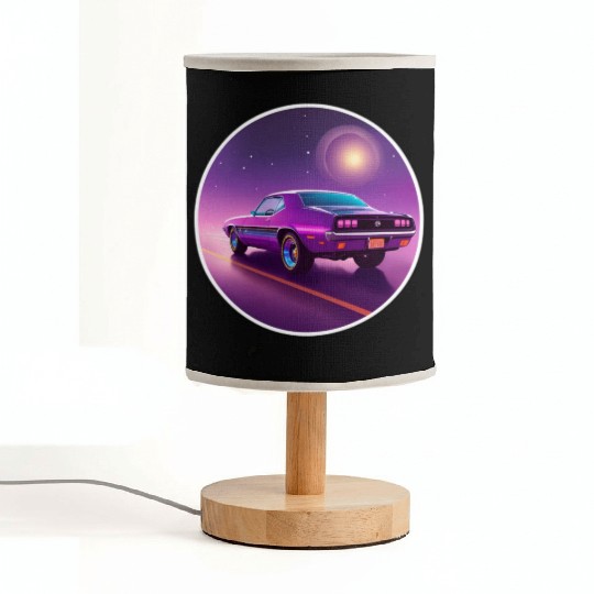 Nostalgic Retro 80s Purple Vaporwave Muscle Car Fabric Lamps