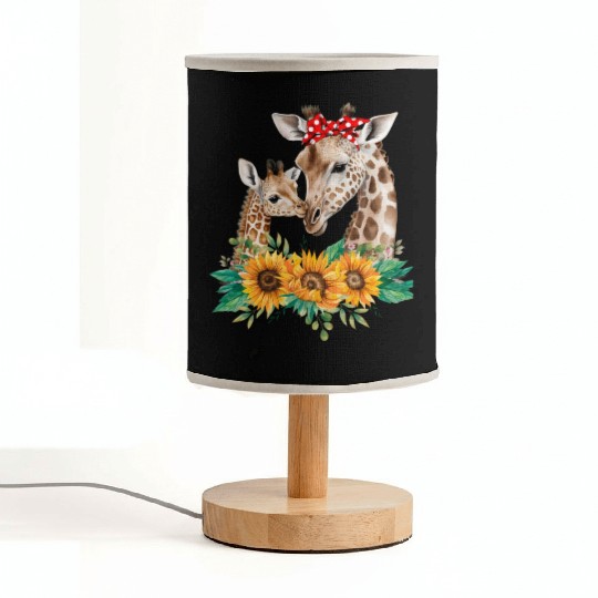 Giraffe Mom Baby Animals Sunflower African Fabric Lamps