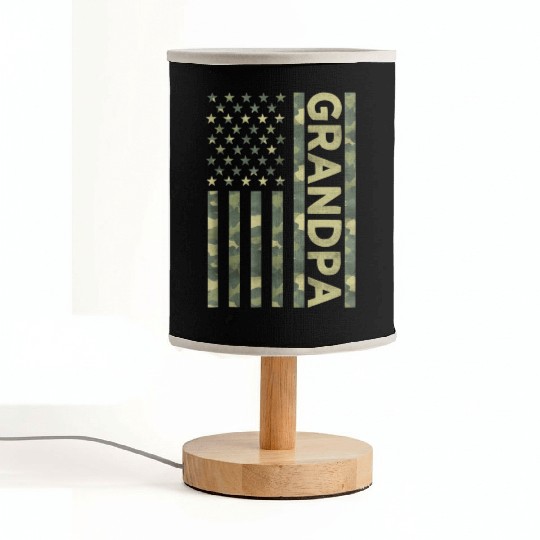 Proud Grandpa Camouflage American Us Flag Camo Fabric Lamps