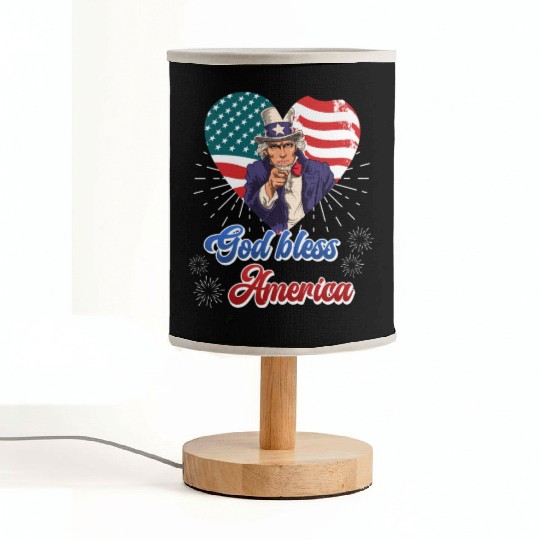 God Bless America Independence Day 4th July USA Fabric Lamps