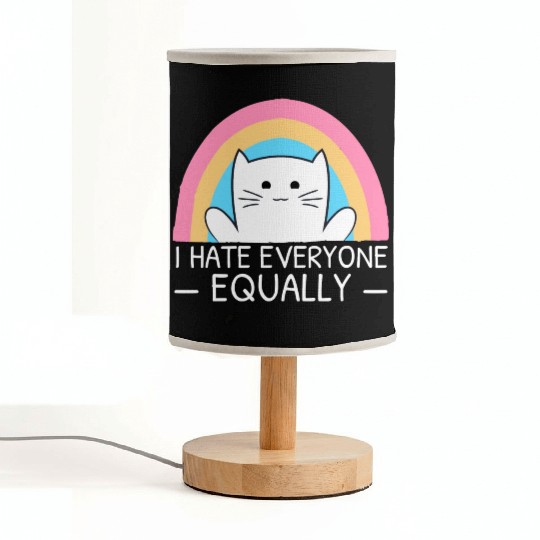 I Hate Everyone Equally Funny Cat Lover Rainbow Fabric Lamps