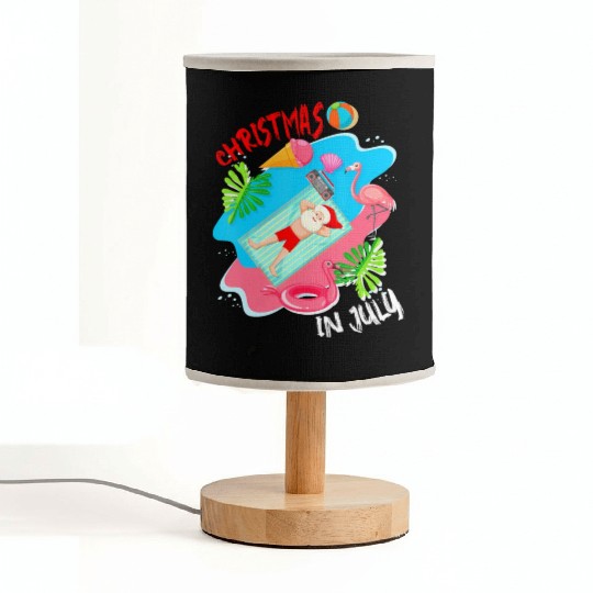 Christmas In July Santa Relaxing On Beach Cute Fabric Lamps