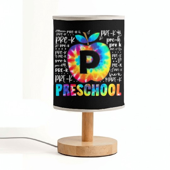 Team Preschool Typography Tie Dye Back To School Fabric Lamps