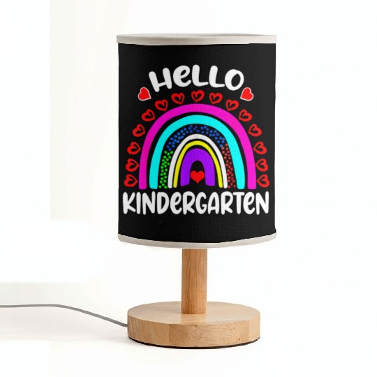 Hello Kindergarten Rainbow Heart Back To School Fabric Lamps