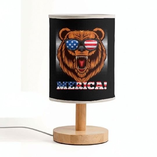 Merica Independence Day American Bear USA Party Fabric Lamps