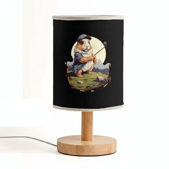 Golfer Guinea Pig Golf Club Golfing Golf Player Fabric Lamps