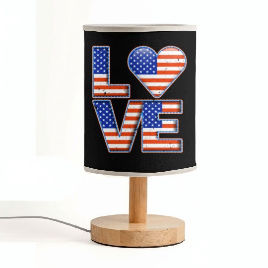 LOVE America Patriotism USA Independence Day Fabric Lamps