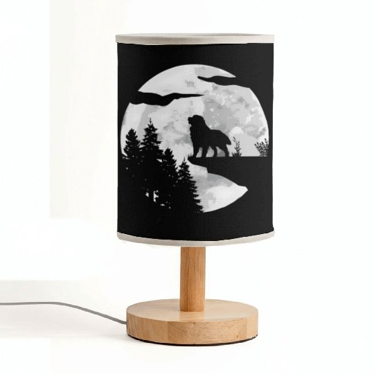 Dog Owner Full Moon At Night Pet Bernese Mountain Fabric Lamps
