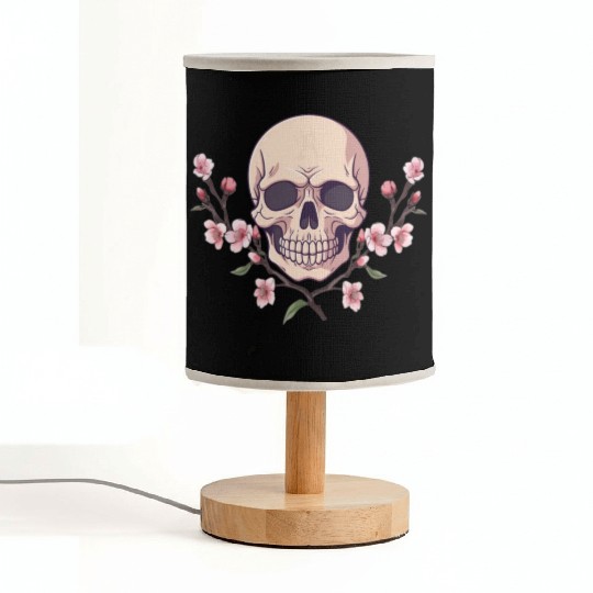 Anime style Skull with cherry blossom branches Fabric Lamps