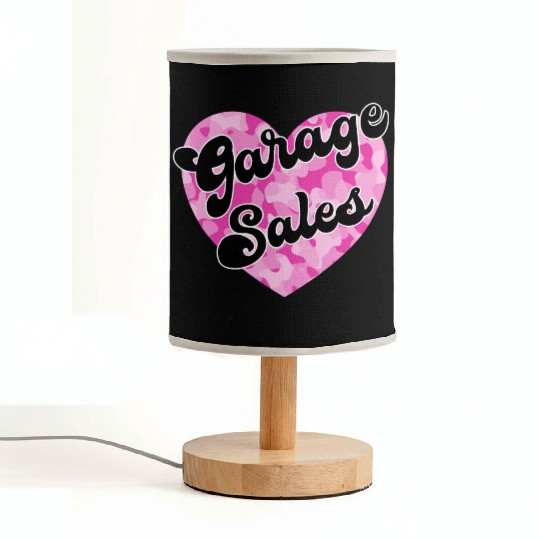 Garage Sales pink camo heart Fabric Lamps