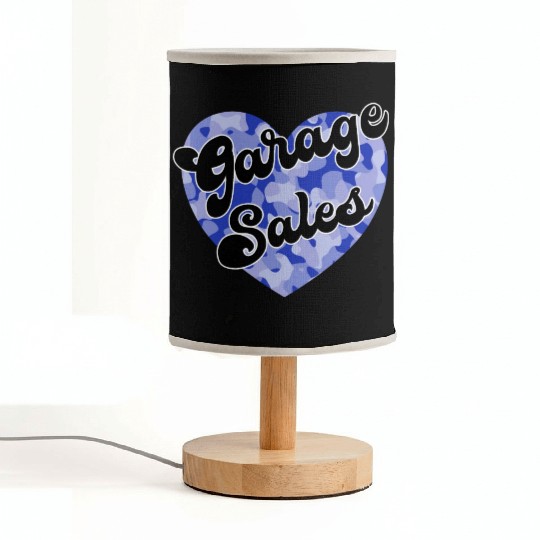 Garage Sales blue camo heart Fabric Lamps