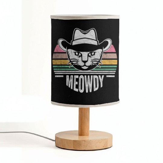 Mashup Between Meow And Howdy Cat Meme Cat Fabric Lamps