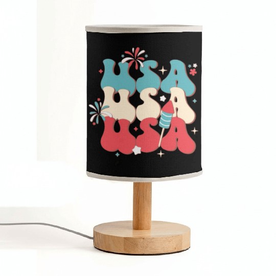USA And Fireworks, Independence Day Fabric Lamps