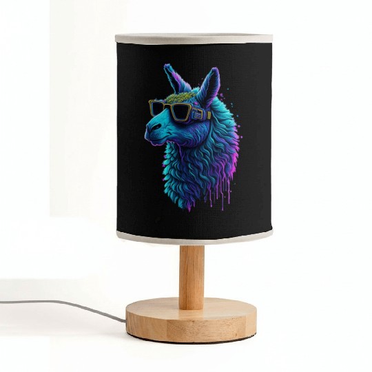 Neon Alpaca with Glasses Fabric Lamps