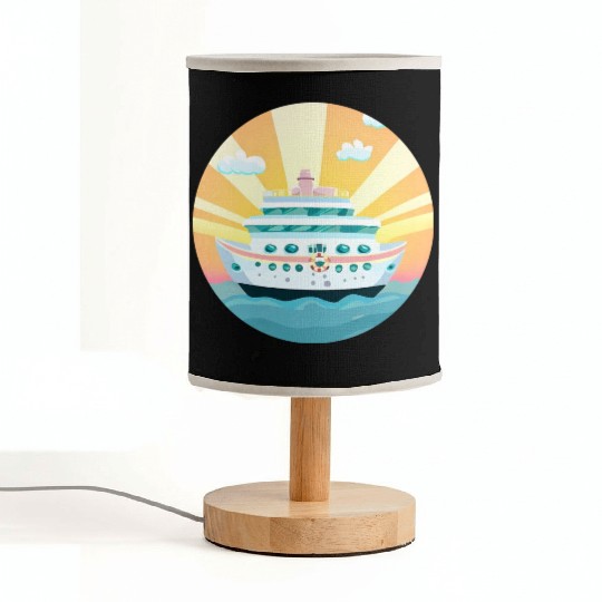 Cruise Ship at Sunset - Dream Voyage Design Fabric Lamps