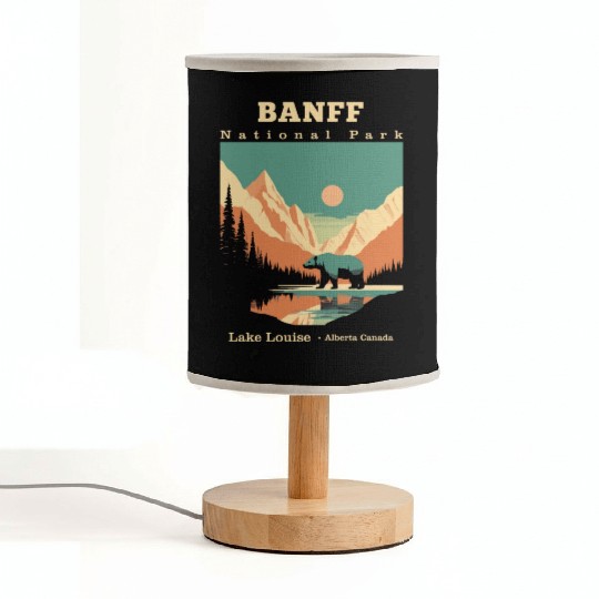 Vintage Retro Canadian Banff National Park Fabric Lamps