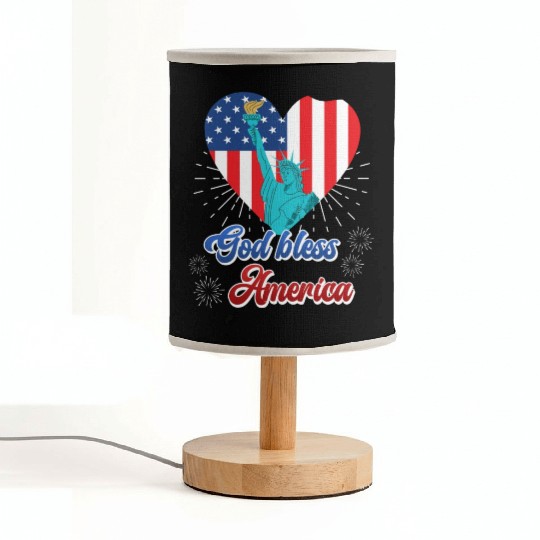 God Bless America Independence Day 4th July USA Fabric Lamps