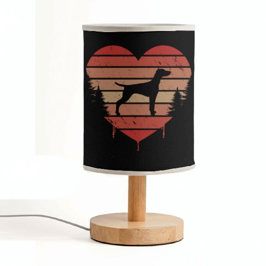 Cute Red Vintage Heart Vizslas 80s Valentine Day Fabric Lamps