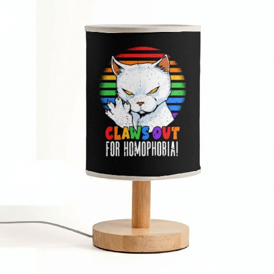 Claws Out for Homophobia Rainbow Angry LGBT Cat Fabric Lamps