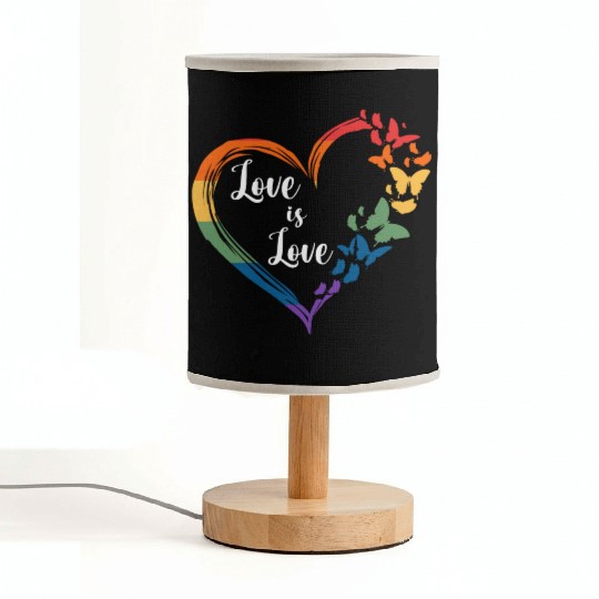 Butterfly Heart Rainbow Love Is Love LGBT Gay Fabric Lamps